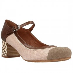 NEMONIC ZAPATO TACÓN PIEL VINTAGE MUJER 2054 TAUPE/PETALO/RODANO NEM024