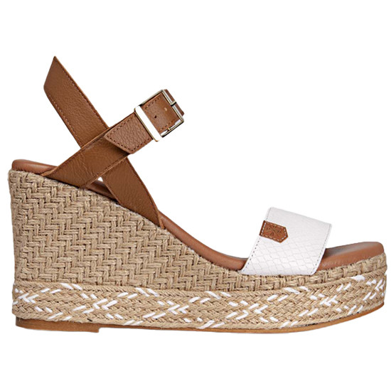 POPA SANDALIA PIEL PITÓN CUÑA ESPARTO DE MUJER SAMOS CA15001001 BLANCO  POPA024