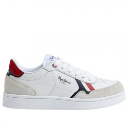PEPE JEANS SNEAKERS PIEL CASUAL NIÑOS 'PLAYER BRITT' STYLE PBS30546 800 WHITE PPJ032