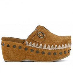 MOU CLOG PLAIN SUEDE ZUECO SERRAJE PLATAFORMA MU.SW611001A COGNAC MOU106