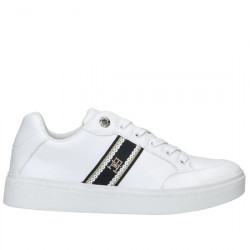 TOMMY HILFIGER SNEAKER PIEL CASUAL MUJER WEBBING COURT FW0FW08071 YBS WHITE TOM173