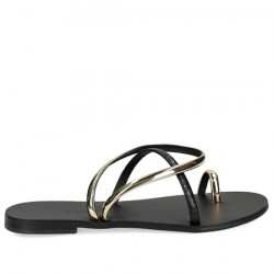 NICOLAS LAINAS SANDALIA PLANA PIEL METALIZADA Y SNAKE TIRAS PARA MUJER 963-T COPPER/BROWN SNK NILA005