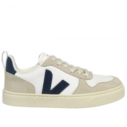 VEJA KID'S SNEAKERS DE PIEL PARA NIÑOS SMALL V-10 LACES CHROMEFREE CX0503807C320 EXTRA WHITE NAUTICO ALMOND VEJA081