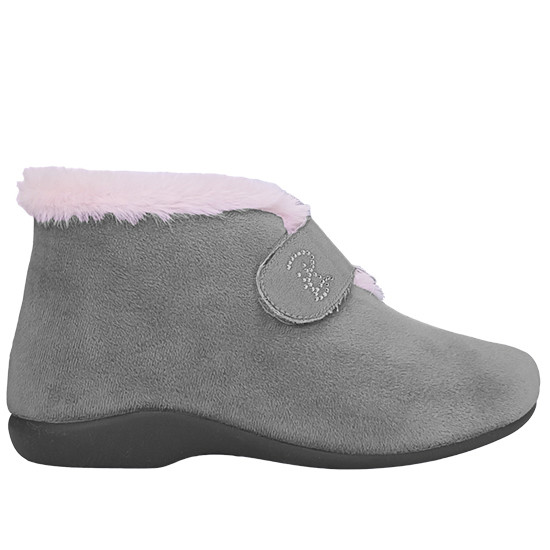 BEREVËRE ZAPATILLAS DE CASA CERRADA VELCRO MUJER IN9395 GRIS CLARO BERE049  Color Gris Talla 37