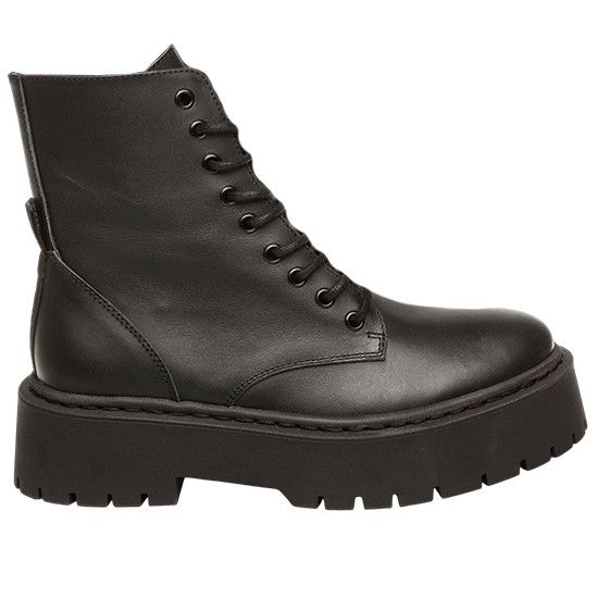 STEVE MADDEN BOTAS MILITARES DE PIEL PLATAFORMA MUJER SKYLAR  SM11001184-03001-BBJ BLACK STMA069 Color Negro Talla 37