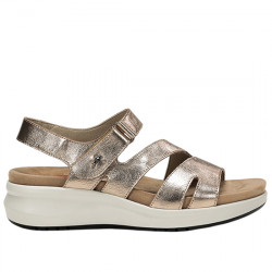 FLUCHOS YAGON F1478 SANDALIA VELCRO PIEL METALIZADA MUJER 500396 CAVA FLU048