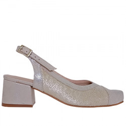ALBO SLINGBACK PIEL METALIZADA / TEJIDO TACÓN MUJER ZANY 567 BEIGE/ORO ALBO196