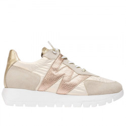 WONDERS OSLO SNEAKER CASUAL CON CUÑA NYLON Y PIEL PARA MUJER A-2464 BEIG/SAND WON050
