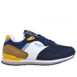 PEPE JEANS SNEAKERS SERRAJE Y NYLON CASUAL JUNIOR 'LONDON LIFE' STYLE PBS40014 585 MARINE BLUE PPJ038