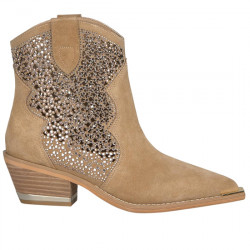 ALMA EN PENA BOTÍN COWBOY SERRAJE CALADO TACÓN MUJER V250121 CROSTA SAND AEP130