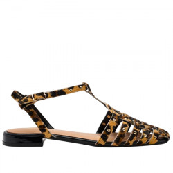 GIOSEPPO HATFIELD SANDALIAS CANGREJERAS PLANAS PIEL PONY ANIMALPRINT PARA MUJER 75457 LEOPARDO GIO393