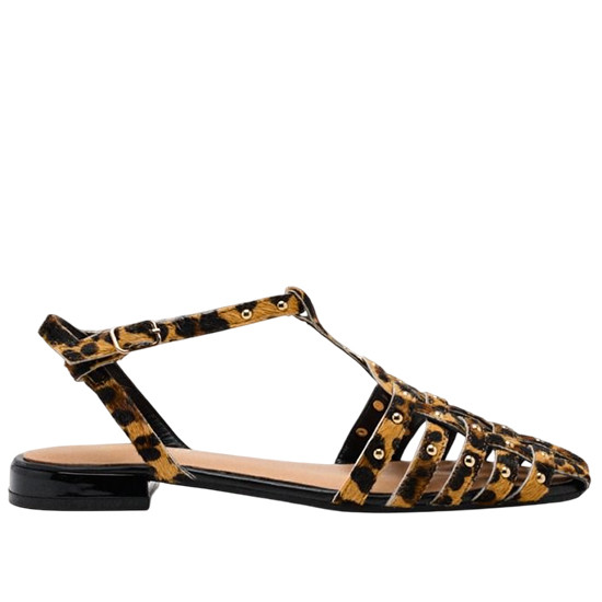 GIOSEPPO HATFIELD SANDALIAS CANGREJERAS PLANAS PIEL PONY ANIMALPRINT PARA  MUJER 75457 LEOPARDO GIO393 Talla 39 Color Animal Print
