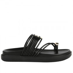 LOLA CASADEMUNT SANDALIAS PLANAS EFECTO PIEL TIRAS REDONDEADAS PARA MUJER LS2505030_00N NEGRO LOCA004