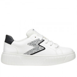 GEOX RESPIRA MIKIROSHI SNEAKERS EFECTO PIEL RAYO GLITTER CASUAL NIÑAS J45DVA 0BCEW C0007 WHITE/SILVER GEOX209