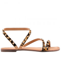 GIOSEPPO OGEMA SANDALIAS PIEL PONY PLANAS PARA MUJER 75447 LEOPARD GIO400