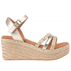 POPA ALBANY CUERLAM SANDALIA PIEL CUÑA YUTE DE MUJER CB33801103 ORO POPA112