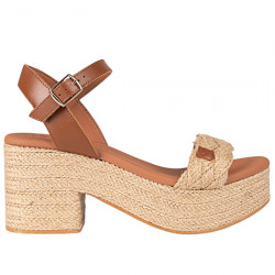 POPA ABAKA RUMA SANDALIA YUTE TACÓN DE MUJER CT37103003 CUERO POPA107