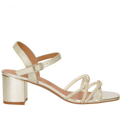 EXE SANDALIA EFECTO PIEL TIRAS STRASS TACÓN MUJER SV 2570-2572-Y08 LT.GOLD EXE151