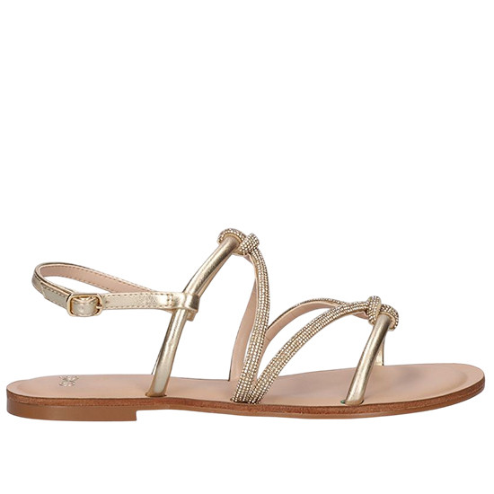 EXE SANDALIAS PLANAS TIRAS CON STRASS PARA MUJER ANGELINA-121  EXE154 Color Dorado Talla 36