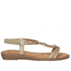 EXE SANDALIAS PLANAS CON FANTASÍAS PARA MUJER 8013-7 GOLD EXE158