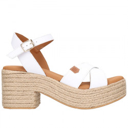 POPA CLIFTON SANDALIA PIEL TACÓN ESPARTO DE MUJER CT34902001 BLANCO POPA116