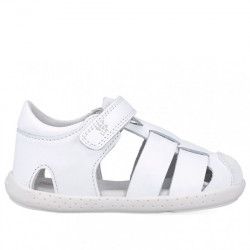 GARVALÍN SANDALIAS PIEL MONOCOLOR CANGREJERA VELCRO NIÑOS RESPETUOSO-BAREFOOT 252326-E050 BLANCO GARV027