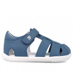 GARVALÍN SANDALIAS PIEL CANGREJERA VELCRO NIÑOS RESPETUOSO-BAREFOOT 252326-A556 PETROL GARV029