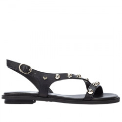 MARTINELLI SANDALIAS PLANAS ESCLAVAS PIEL TACHUELAS PARA MUJER MAZZINI 1535-B152Z BLACK MART031