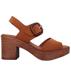 KAOLA SANDALIA SERRAJE PLATAFORMA TACÓN EFECTO MADERA MUJER 930 CUERO KAOL011