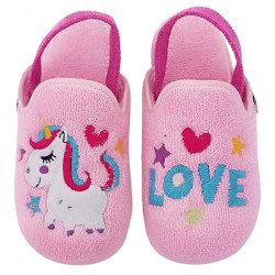 VUL-LADI ZAPATILLAS DE CASA CHINELA CON TIRA TOALLA RIZO "UNICORN LOVE" NIÑAS 9118-052 ROSA VLAD006