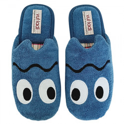 VUL-LADI ZAPATILLAS DE CASA CHINELA TOALLA RIZO "PAC-MAN" JUNIOR 1217-052 AZAFATA VLAD009