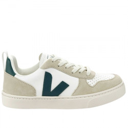 VEJA KID'S SMALL V-10 LACES LEATHER SNEAKERS DE PIEL PARA NIÑOS CX0520619C320 EXTRA-WHITE BRITTANY ALMOND VEJA090