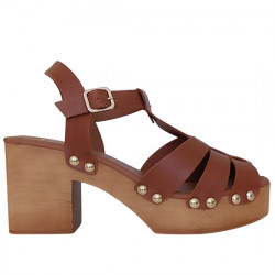 VIA VERDA SANDALIAS DE PIEL PISO IMITACIÓN MADERA TACÓN PARA MUJER OLGA 1121 CUERO VIVE003