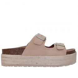 VIA VERDA SANDALIAS BIO HEBILLAS DE SERRAJE PLATAFORMA PARA MUJER 95-3 MUSHROOM VIVE008
