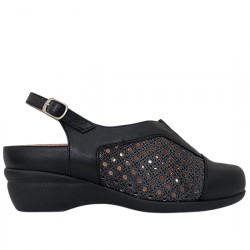 ALBO SLINGBACK PIEL REJILLA CUÑA PLANTILLA EXTRAÍBLE MUJER F.A.P. 7466 NEGRO ALBO206