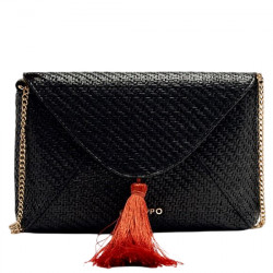 GIOSEPPO TRUMBULL BOLSO BANDOLERA DE RAFIA FLECOS 75496 NEGRO GIO409