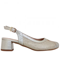 ALBO SLINGBACK PIEL PITÓN METALIZADA TACÓN MUJER F.A.P. 9190 GALAXI PLATINO ALBO205