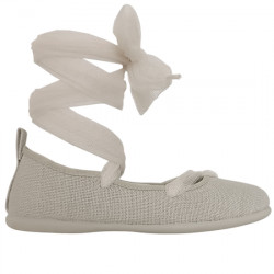 CHUCHES ZAPATO BAILARINA LINO DE ATAR LAZO TUL NIÑAS 9700-02 HIELO CHU051