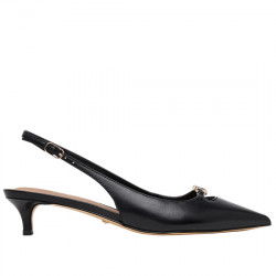 GUESS SLINGBACK PIEL DETALLE LOGO FRONTAL TACÓN MUJER JESSAH FLTJESLEA05 BLACK GUE154