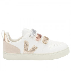 VEJA KID'S SNEAKERS DE PIEL PARA NIÑAS V-10 CHROMEFREE LEATHER CV0502894C MULTICO WHITE SHINY VEJA062