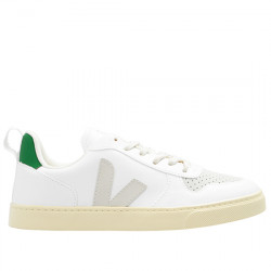 VEJA KID'S SNEAKERS DE PIEL PARA NIÑOS SMALL V-10 LACES CWL CX0703045C WHITE PIERRE EMERAUDE VEJA034