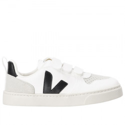 VEJA KID'S SNEAKERS DE PIEL PARA NIÑOS SMALL V-10 CWL CV0702565C WHITE BLACK VEJA036
