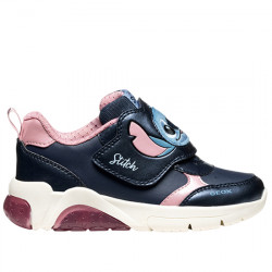 GEOX DISNEY J FADINLIGHT SNEAKERS EFECTO PIEL STITCH LUCES VELCRO NIÑAS J56M4F 054AJ C0694 NAVY/PINK GEOX216