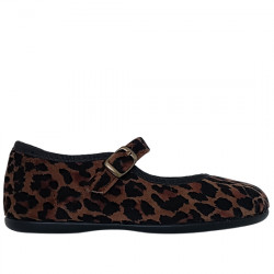 CHUCHES ZAPATO MERCEDES TERCIOPELO ANIMALPRINT NIÑAS 9030-02 TABAC CHU055