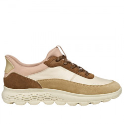 GEOX D SPHERICA PLUS "FAST IN" SNEAKER CASUAL PIEL PARA MUJER D567MB 08522 C1SL6 PAPYRUS/MUD GEOX219