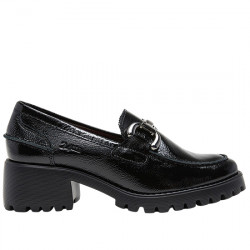 24HRS ZAPATO MOCASÍN CHAROL ESTRIBO TACÓN DE MUJER 26565 NEGRO HRS044