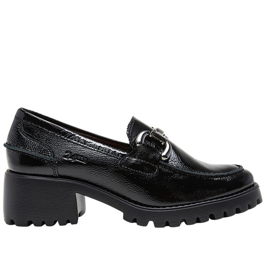 24HRS ZAPATO MOCASÍN CHAROL ESTRIBO TACÓN DE MUJER 26565 NEGRO HRS044 Color  Negro Talla 36