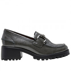 24HRS ZAPATO MOCASÍN CHAROL METALIZADO ESTRIBO TACÓN DE MUJER 26565 ANTRACITA HRS045
