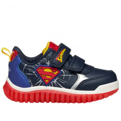 GEOX DC COMICS B LIGHTYLOO SNEAKERS EFECTO PIEL "SUPERMAN" LUCES VELCRO NIÑOS B565ZB 000BC C4226 NAVY/ROYAL GEOX221