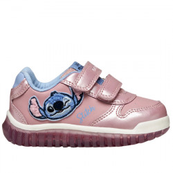 GEOX DISNEY B LIGHTYLOO SNEAKERS EFECTO PIEL STITCH LUCES VELCRO NIÑAS B5661B 000NF C8207 PINK/SKY GEOX222